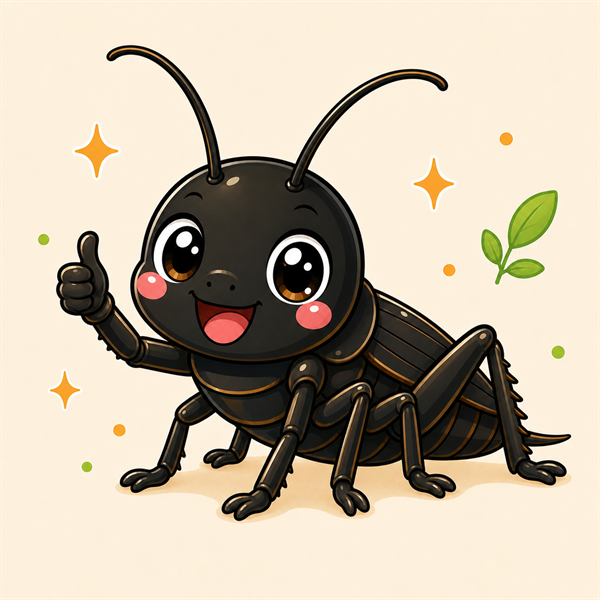 黑蟋蟀吉祥物插圖