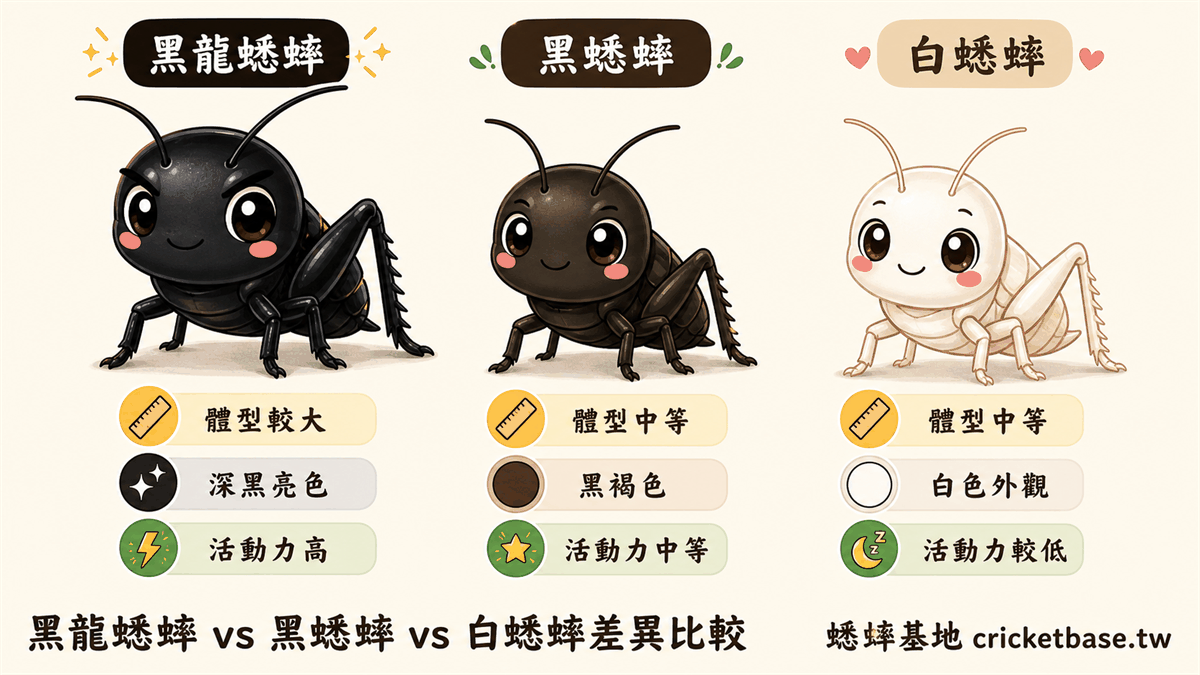 黑龍蟋蟀 vs 黑蟋蟀 vs 白蟋蟀:差異比較