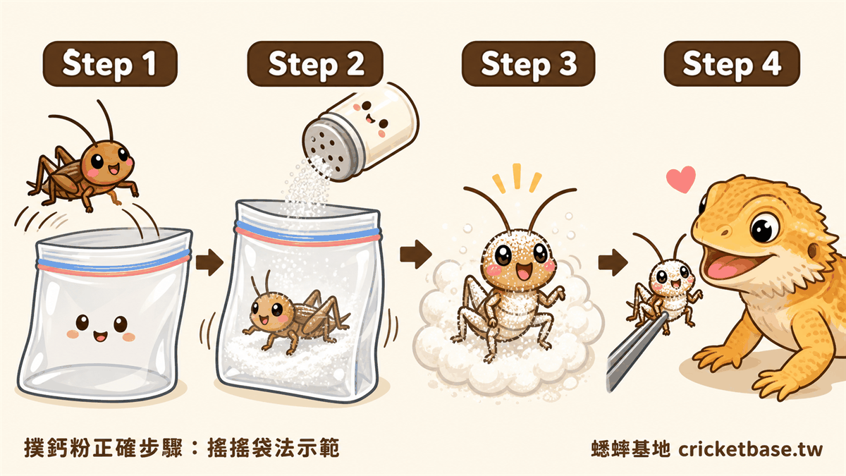 撲鈣粉正確步驟：搖搖袋法示範
