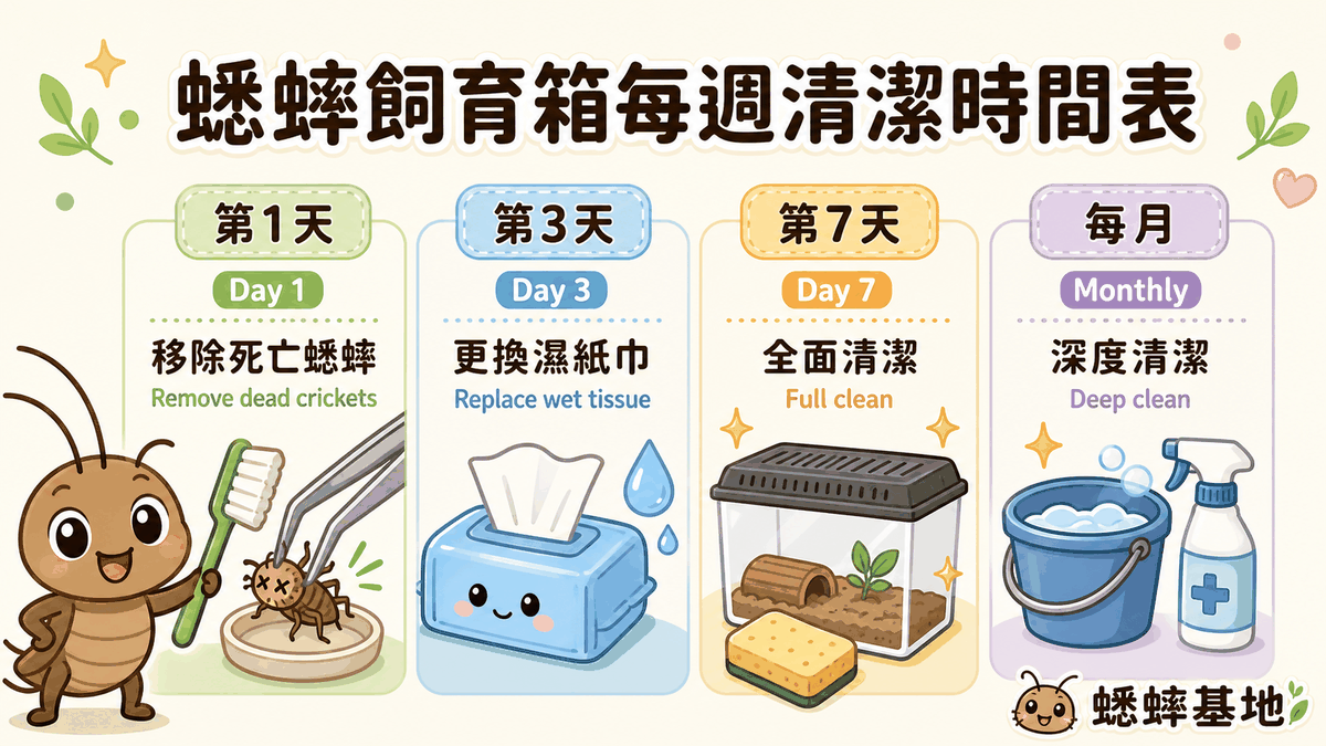 蟋蟀飼育箱每週清潔時間表