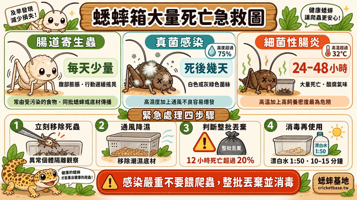 蟋蟀箱突然大量死亡?常見疾病識別與緊急處理指南