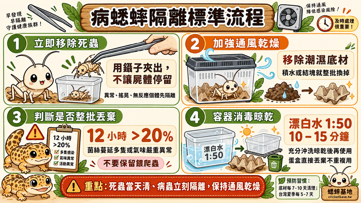 發現病蟋蟀立即隔離的標準流程:4 步驟防止感染擴散至健康族群