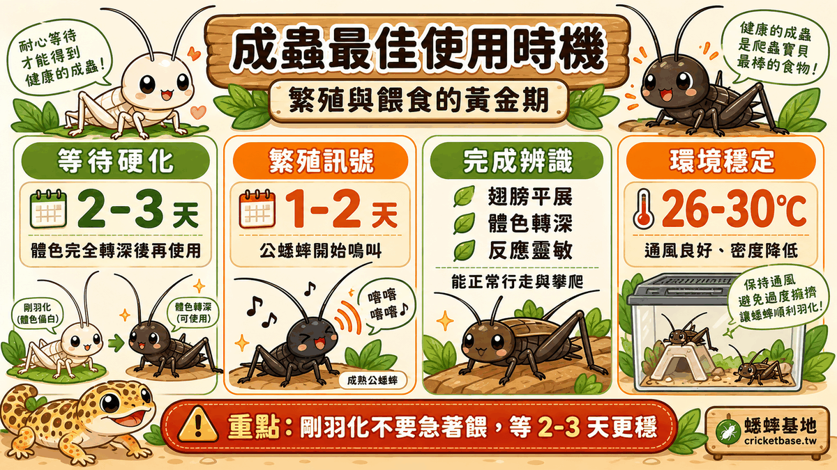 成蟲最佳使用時機：繁殖與餵食的黃金期