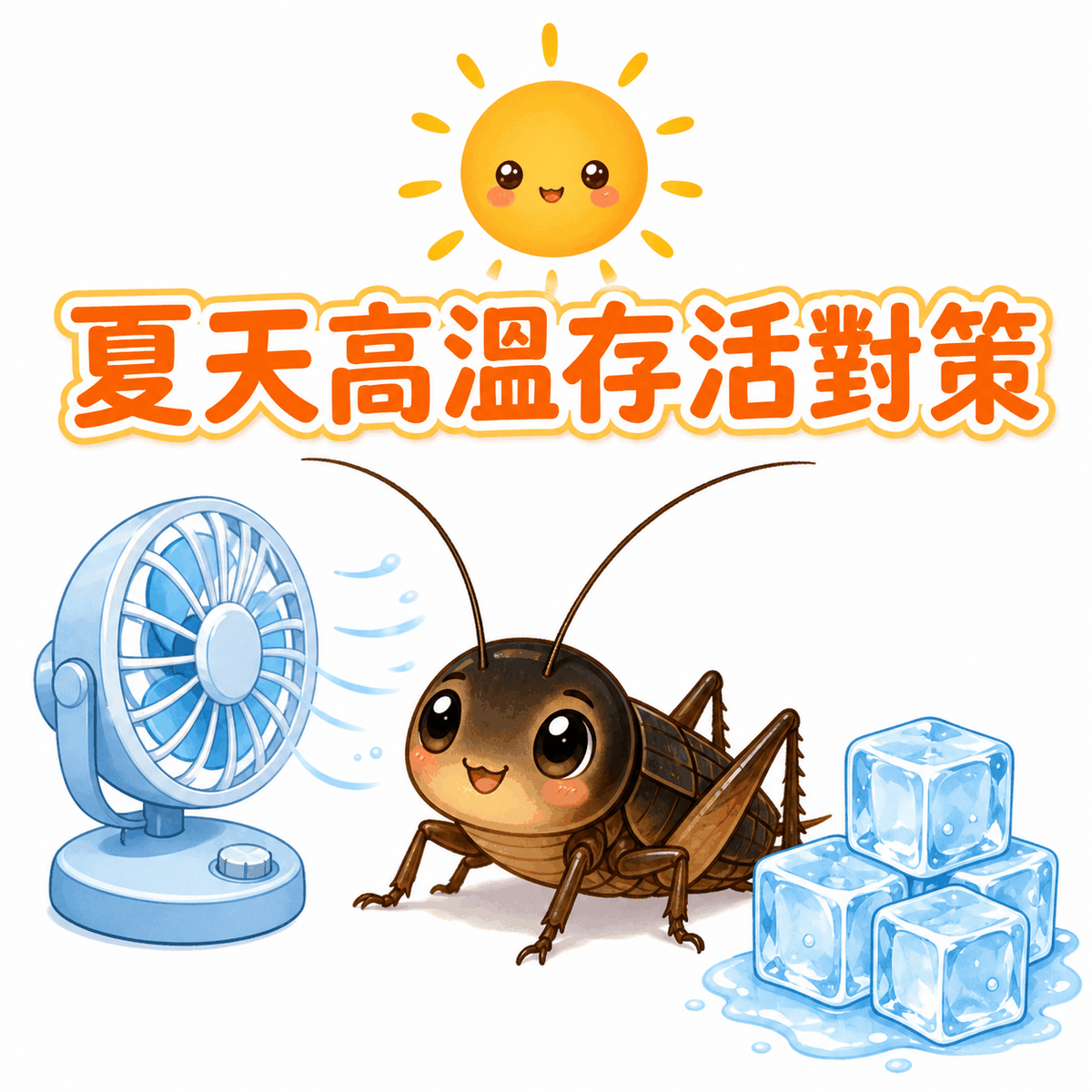 夏天高溫存活對策：烈日下的蟋蟀靠風扇與保冷降溫
