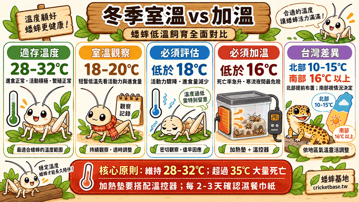 冬季室溫 vs 加溫:蟋蟀低溫環境飼育全面對比