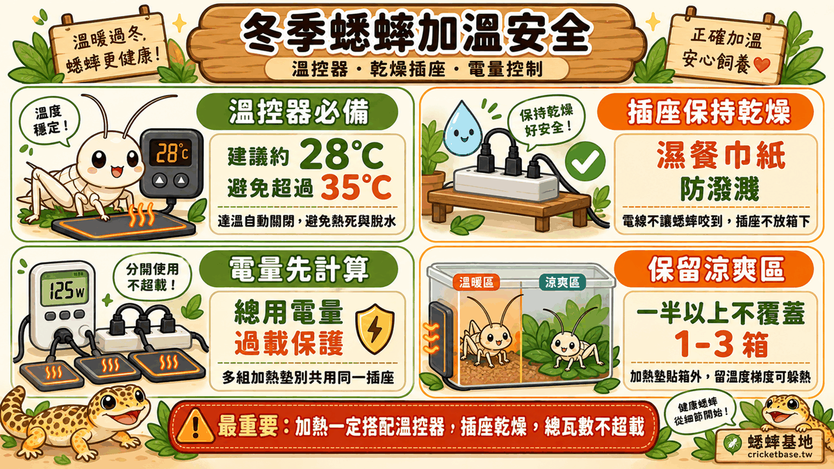 加溫安全注意事項:溫控器、乾燥插座、電量控制