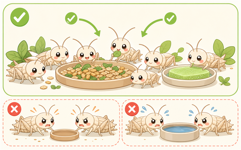 標示22至25%蛋白質的飼料包裝是預防互食的根本：蟋蟀吃飽吃對了，互食率就能從源頭壓制下來。