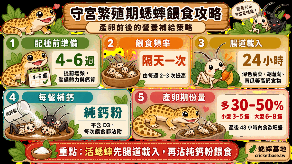 守宮繁殖期如何加強蟋蟀餵食？產卵前後的營養補給策略