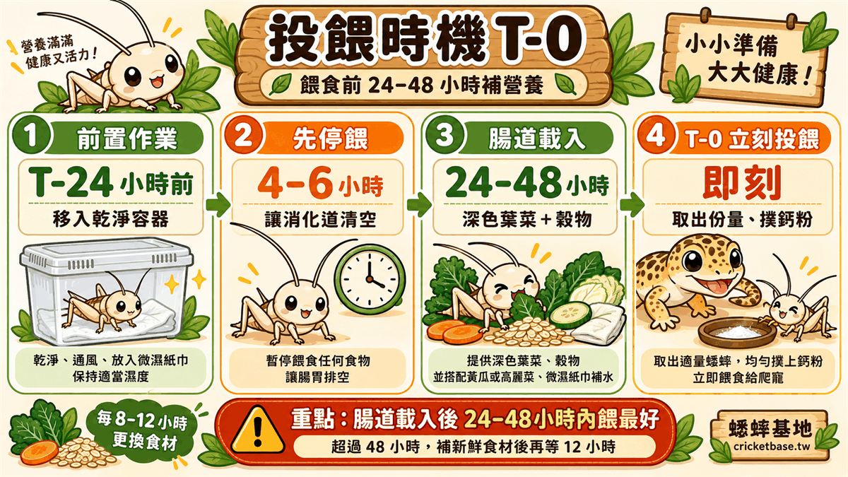 餵食前 24–48 小時補營養是腸道載入的時間原則