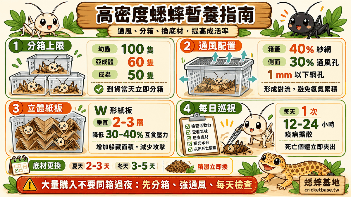 瓦楞紙板折成 W 形立體隱蔽物,增加棲息面積降低互食