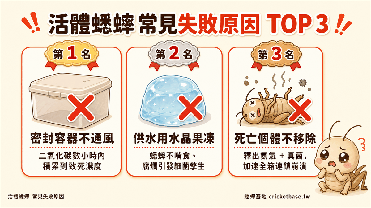 活體蟋蟀常見失敗原因 TOP 3