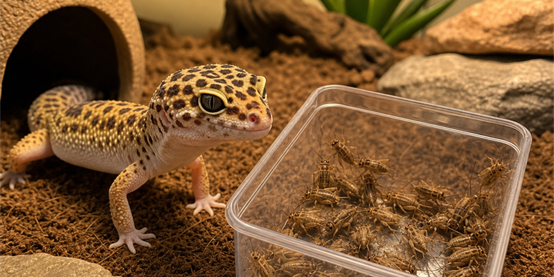 各種爬蟲每月蟋蟀用量與飼養成本一覽表，涵蓋豹紋守宮、角蛙、變色龍、鬃獅蜥的幼體與成體估算範圍