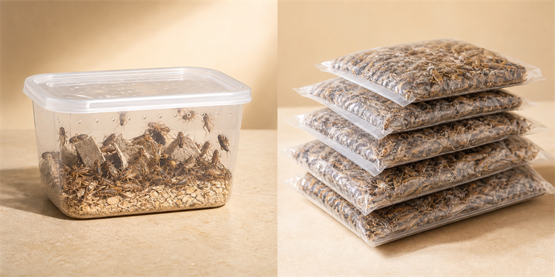 依守宮、角蛙、變色龍與鬃獅蜥不同飼養情境的每月蟋蟀費用試算對照圖