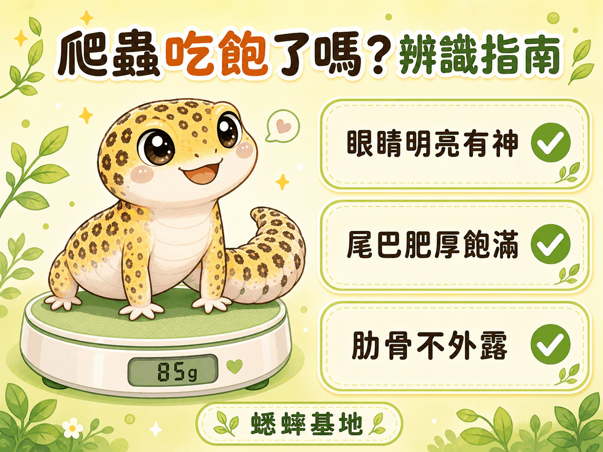 爬蟲吃飽的行為訊號：進食後離開食物、對獵物失去興趣、活動力轉低