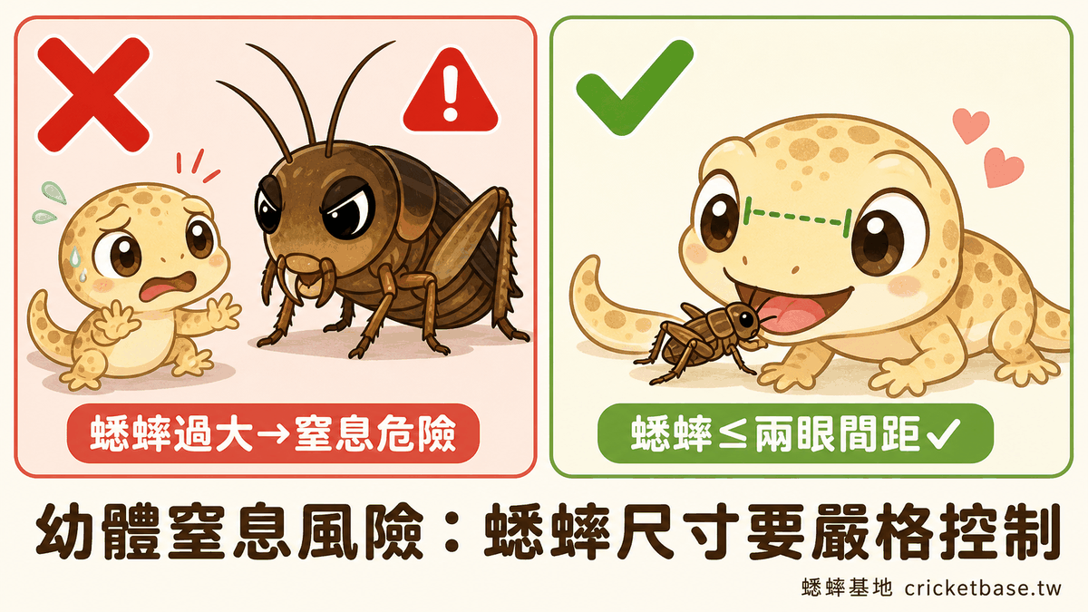 幼體窒息風險：蟋蟀尺寸要嚴格控制