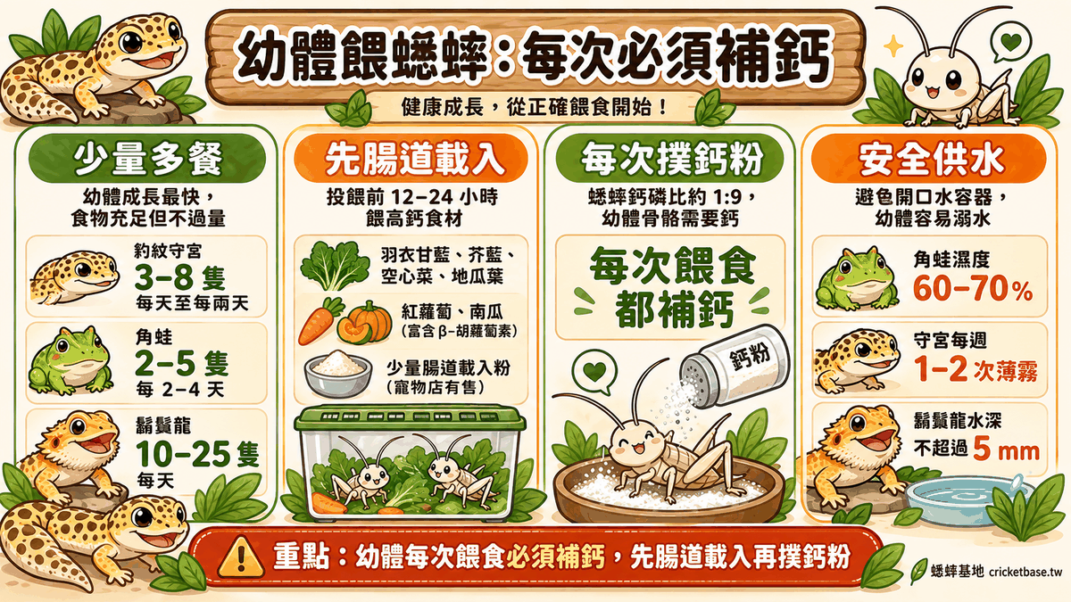幼體每次餵食必須補鈣
