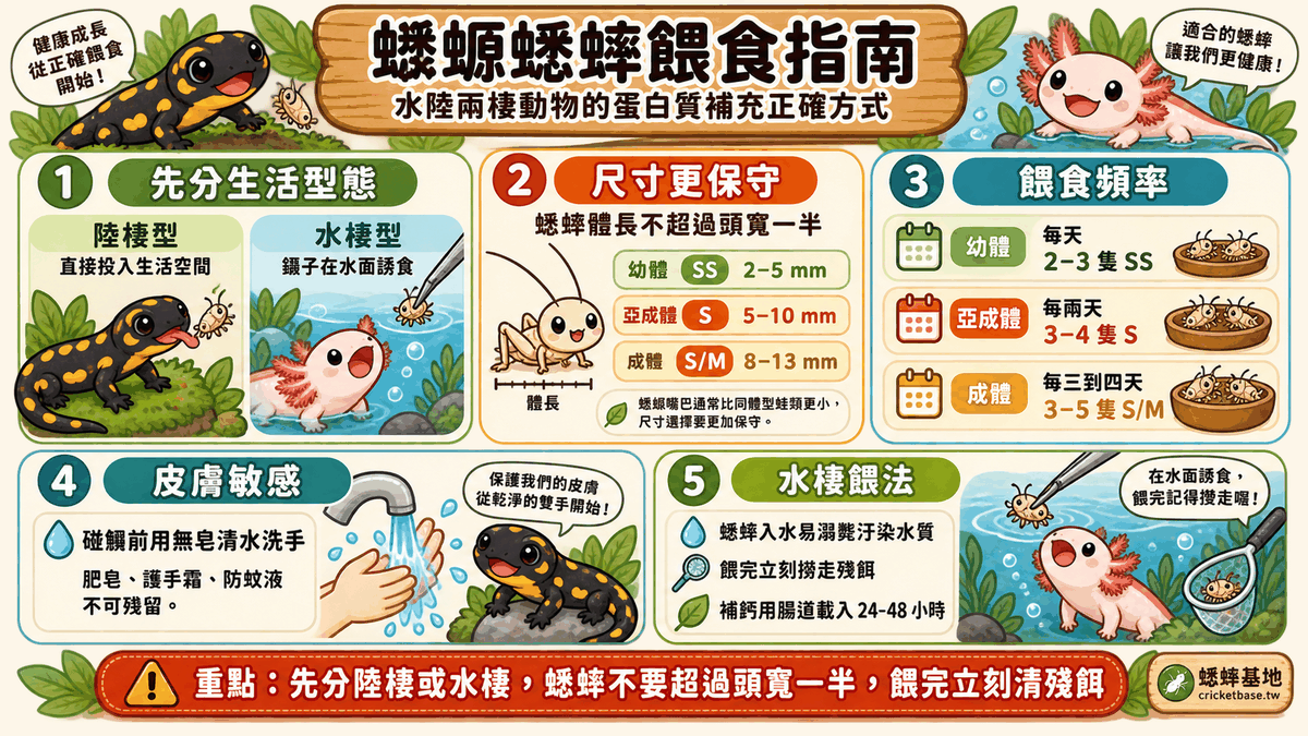 蠑螈蟋蟀餵食指南：水陸兩棲動物的蛋白質補充正確方式