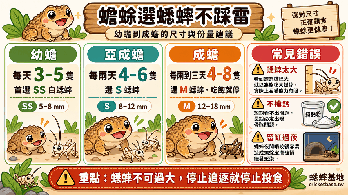 蟾蜍幼體與成體的蟋蟀選購建議