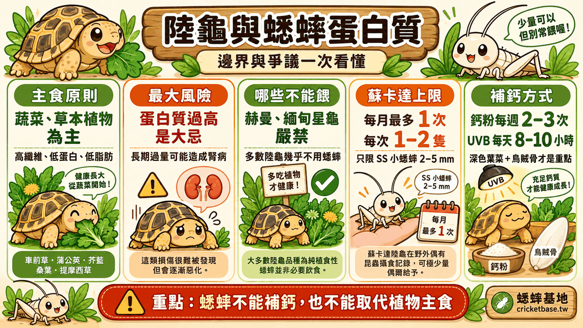 陸龜偶爾需要蛋白質嗎?蟋蟀在陸龜飲食中的邊界與爭議