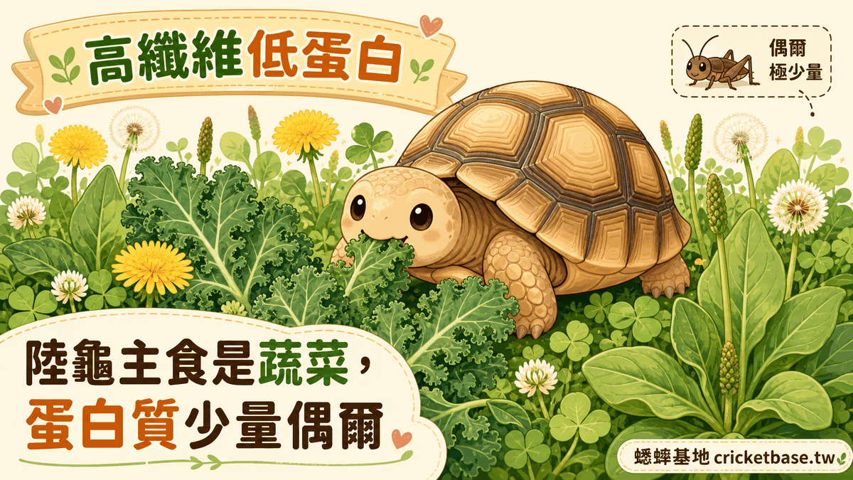 陸龜主食是蔬菜,蛋白質少量偶爾