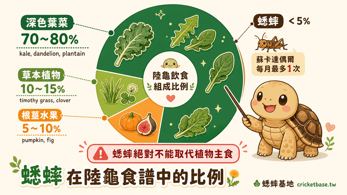 蟋蟀在陸龜食譜中的比例