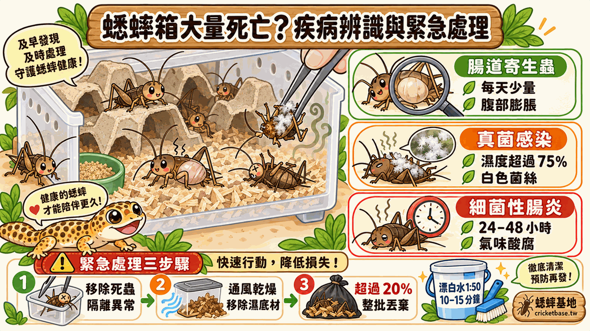 蟋蟀箱突然大量死亡?常見疾病識別與緊急處理指南