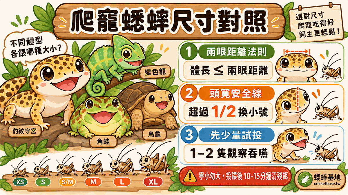 爬寵對應的蟋蟀尺寸:用兩眼間距一次挑對
