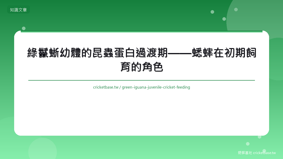 綠鬣蜥幼體的昆蟲蛋白過渡期——蟋蟀在初期飼育的角色