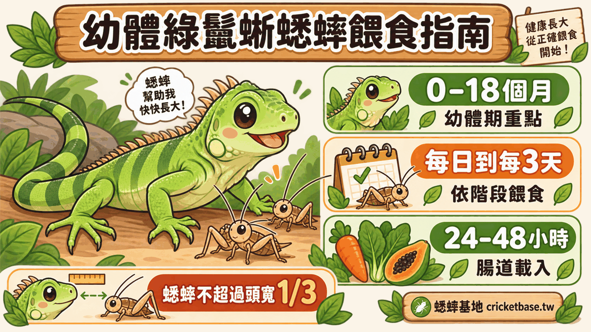 綠鬣蜥幼體吃什麼?0–18 個月蟋蟀餵食完全指南
