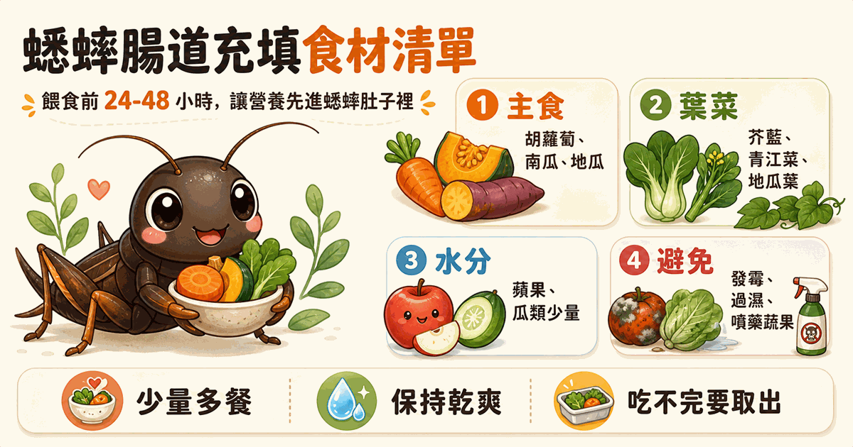 蟋蟀腸道載入完整食材清單:可以餵什麼、絕對禁用什麼