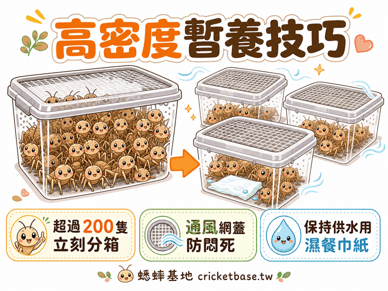 一次大量購入蟋蟀?高密度暫養的通風、分箱與成活率提升技巧