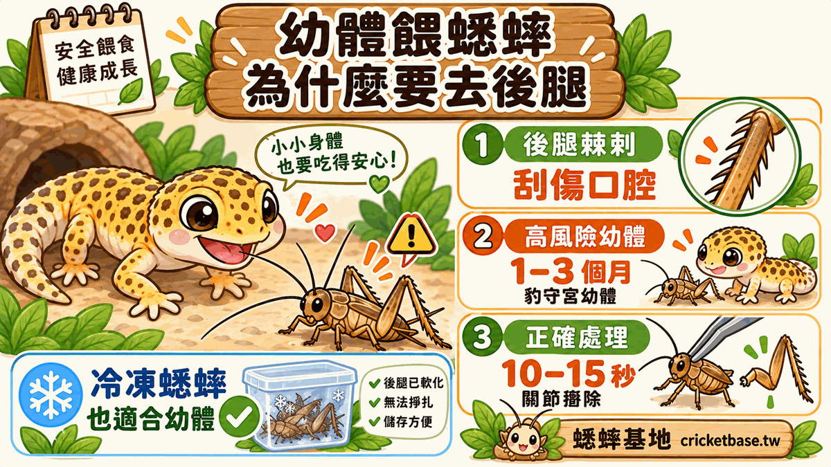 幼體爬蟲蟋蟀安全餵食——為什麼要去除後腿?