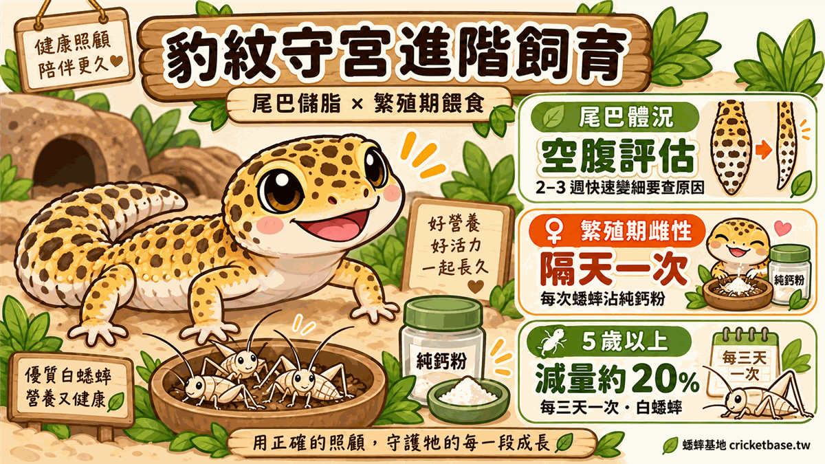 豹紋守宮進階飼育:從尾巴儲脂評估到繁殖期餵食優化