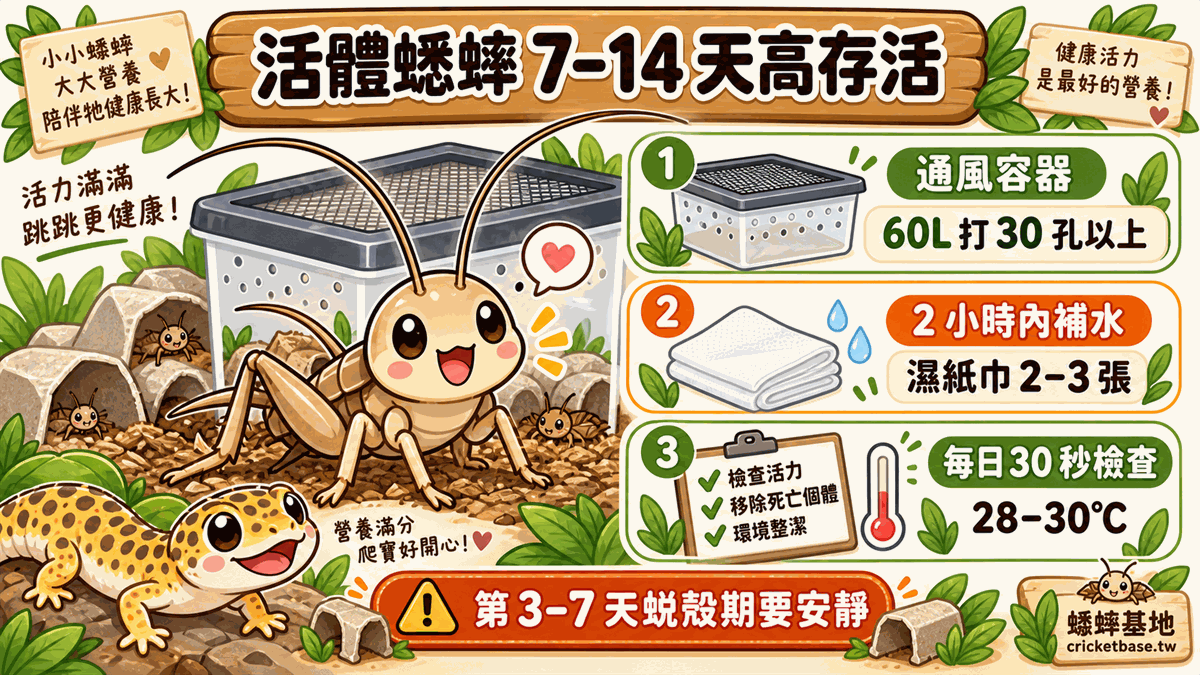 活體蟋蟀到家後 7–14 天高存活攻略:持有期間全管理