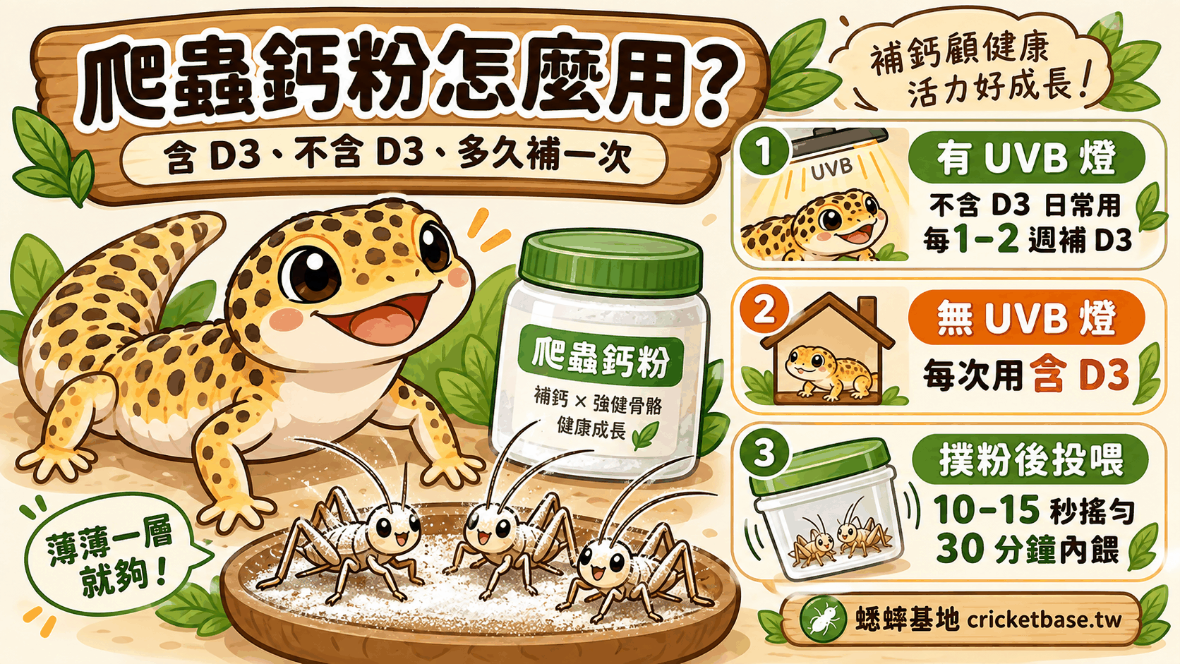 爬蟲鈣粉怎麼用?含 D3 還是不含 D3、多久補一次完整說明