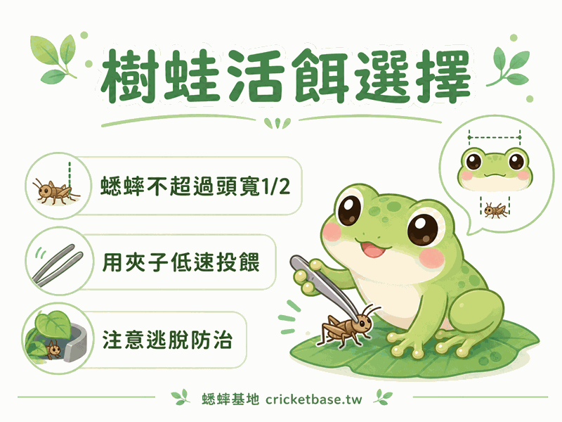樹蛙吃什麼?蟋蟀尺寸、投餌方式與避免逃脫技巧